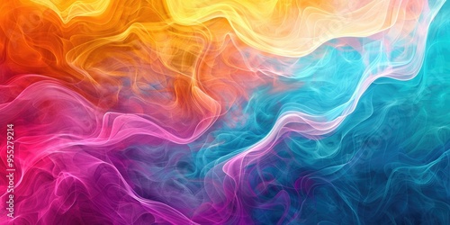 Abstract vivid colorful wave flowing express energetic texture. Seamless texture of vividness curve swirling convey sense of harmony and wonderful scene perfect for effect and graphic design. AIG51.