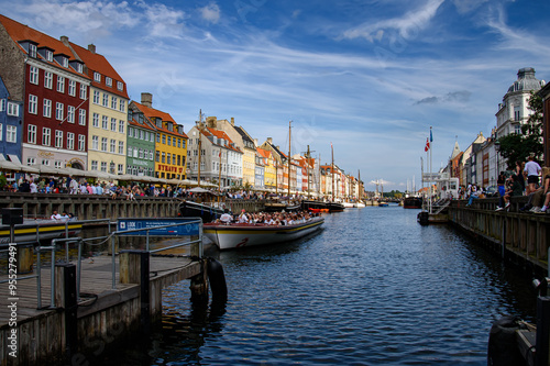 Canal in Nyhavn Harbour. Copenhagen, Denmark