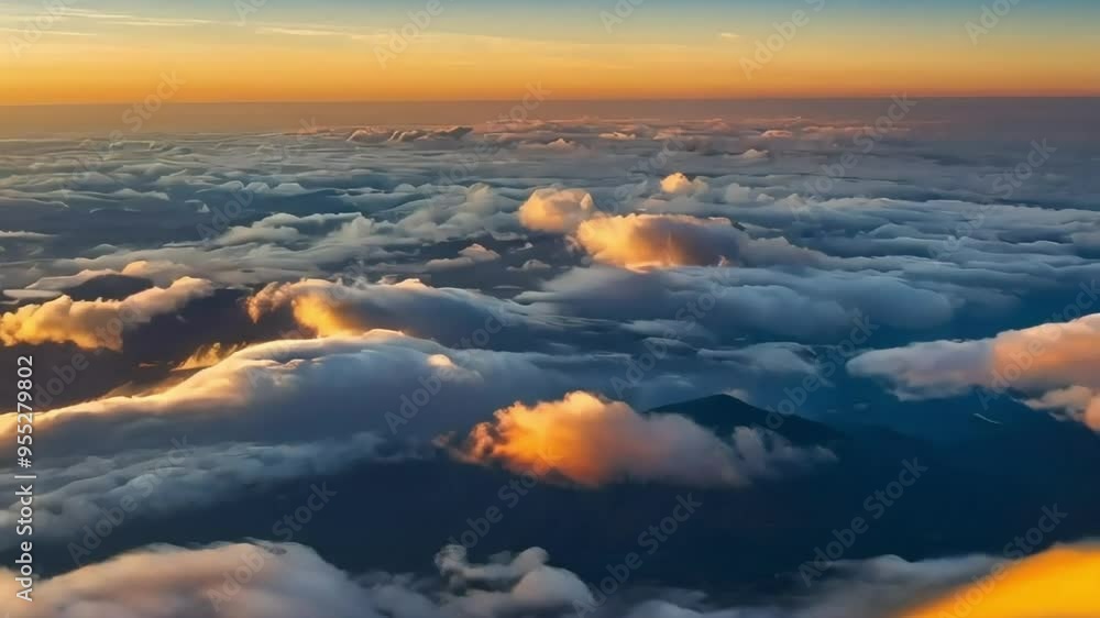 Aerial View of Mountains and Clouds at Sunset Aerial View of Mountains and Clouds at Sunset