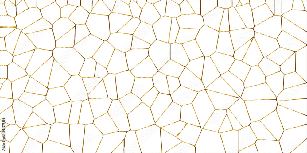Golden gradient lines stroke abstract white crystalized broken glass background. Voronoi diagram background. abstract desktop texture design digital art wallpaper, vector illustration. Golden gradient lines stroke abstract white crystalized broken glass background. Voronoi diagram background. abstract desktop texture design digital art wallpaper, vector illustration.