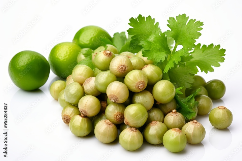 Close up of fresh coriander on white background organic herbs and natural healthy plant concept Close up of fresh coriander on white background organic herbs and natural healthy plant concept