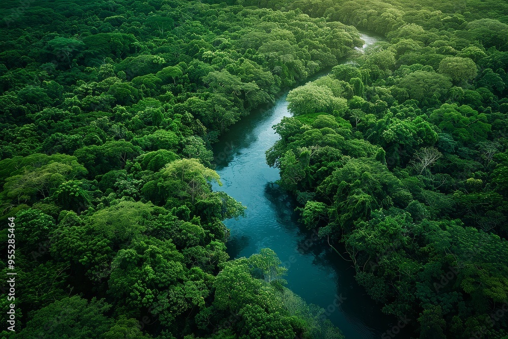 Aerial Forest Canopy River Aerial Forest Canopy River