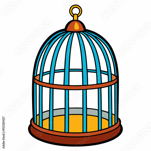 Minimalist White Cage Vector Art