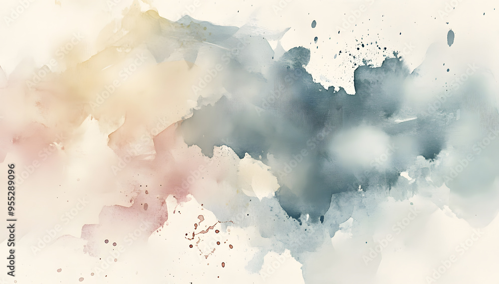 Obraz premium Soft watercolor splashes or strokes in muted tones, offering an artistic yet understated look