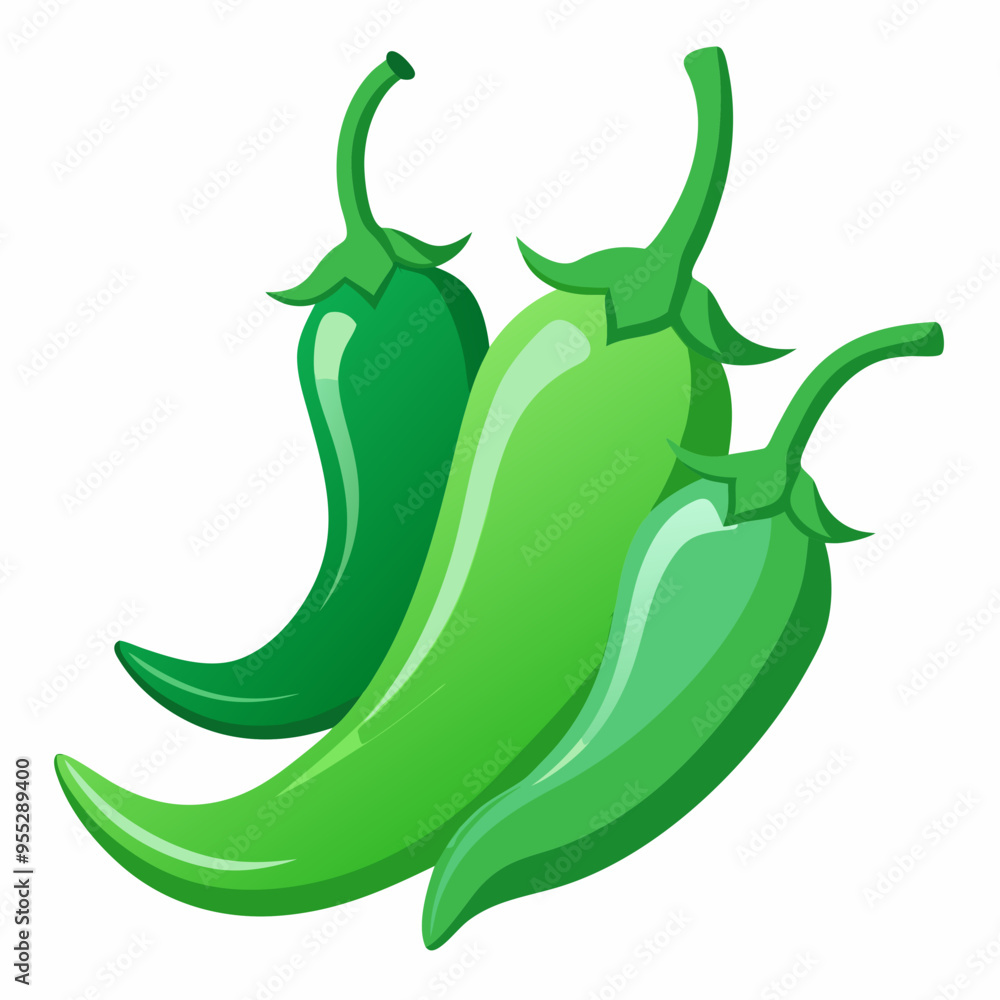 Fototapeta premium Red Chili Peppers Vector Art on White Background