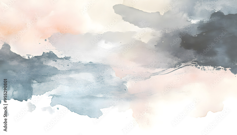 Obraz premium Soft watercolor splashes or strokes in muted tones, offering an artistic yet understated look