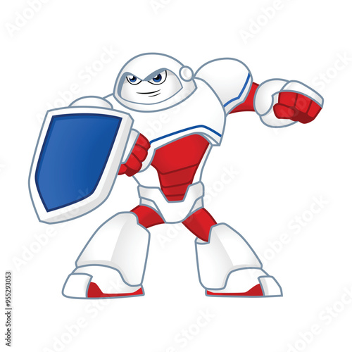 cartoon robot character with shield 2
