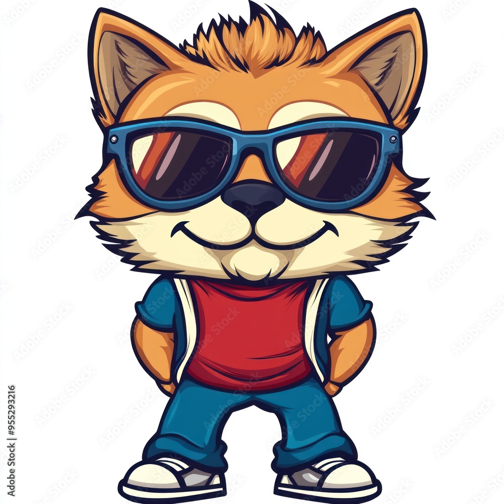 Naklejka premium Cool Cartoon Fox Character