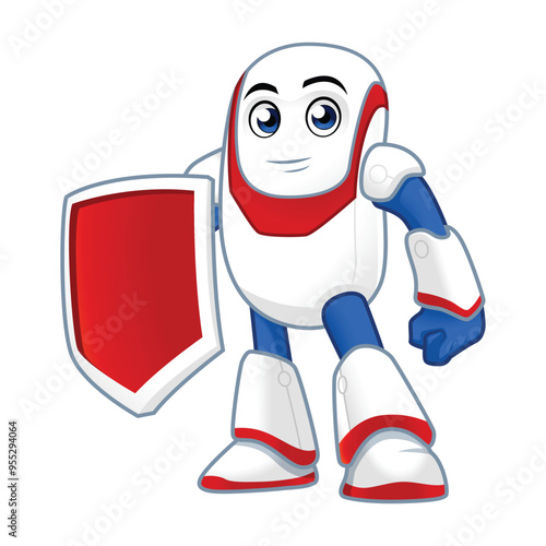cartoon robot character with shield 3