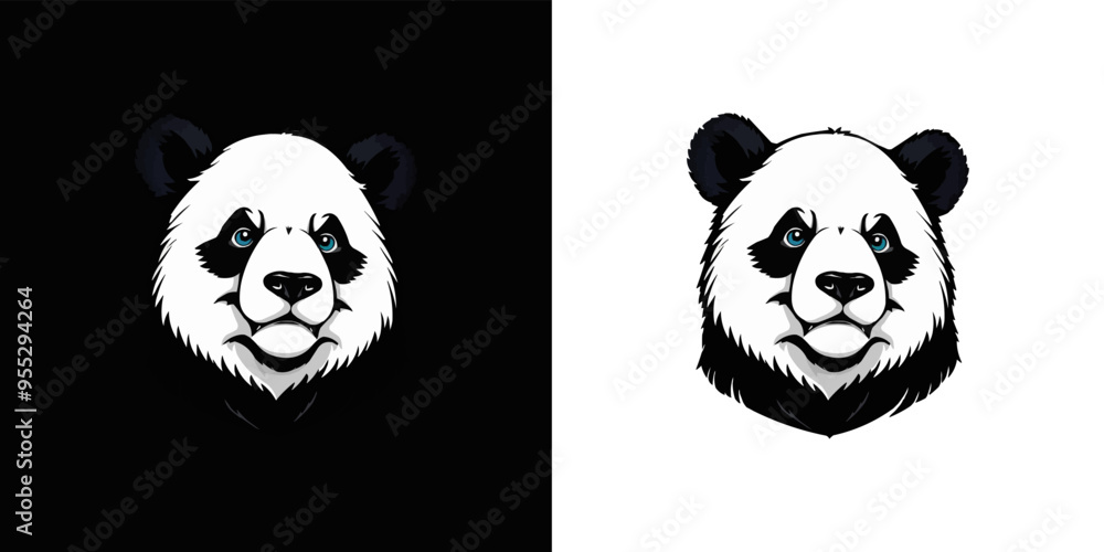 Panda head mascot vector with logo illustration. Creative panda vector illustration Panda head mascot vector with logo illustration. Creative panda vector illustration