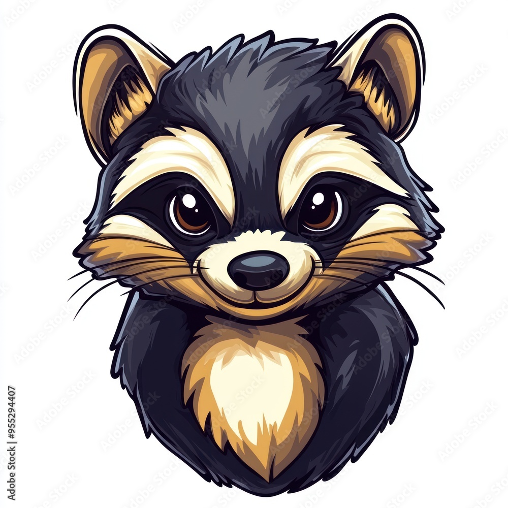 Fototapeta premium Cute Raccoon Cartoon Illustration