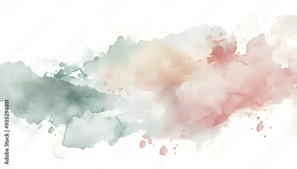 Obraz premium Soft watercolor splashes or strokes in muted tones, offering an artistic yet understated look