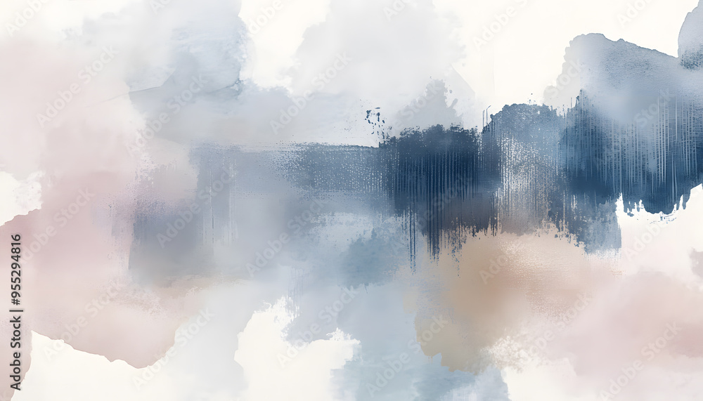 Fototapeta premium Soft watercolor splashes or strokes in muted tones, offering an artistic yet understated look