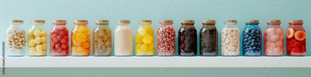 Homemade Preserves in Colorful Recycled Glass Jars Promoting Zero-Waste Sustainable Living in a Bright and Creative Kitchen