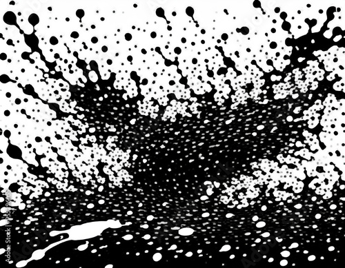 Wallpaper Mural Chaotic Ink Drops Splattered Black Abstract Liquid Texture on White Background Torontodigital.ca