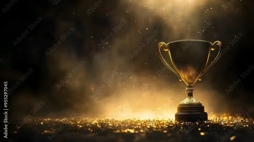 Smoking Golden Trophy Highlighting Business Achievement, A Masterpiece of Photography on Dark Background Smoking Golden Trophy Highlighting Business Achievement, A Masterpiece of Photography on Dark Background