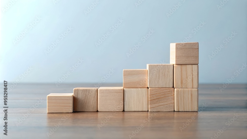 Simple Wooden Cubes Arranged in a Row for Learning, Play, or Building Blocks Concept Simple Wooden Cubes Arranged in a Row for Learning, Play, or Building Blocks Concept
