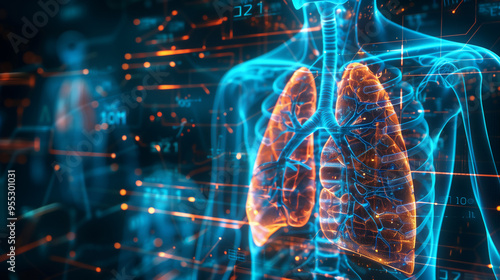 Wallpaper Mural respiratory lung system science medical screen technology background Torontodigital.ca