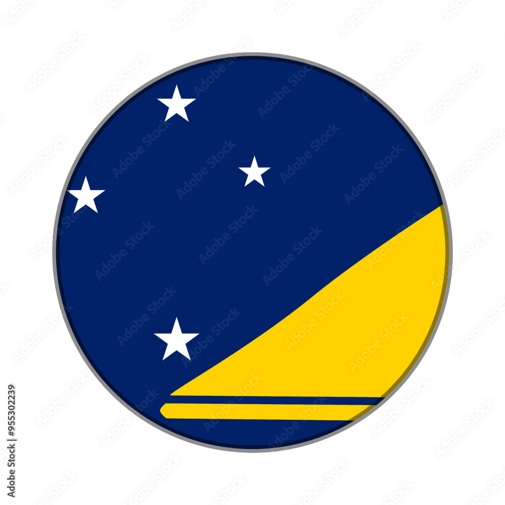 The flag of Tokelau. Flag icon. Standard color. Round flag. Computer illustration. Digital illustration. Vector illustration. The flag of Tokelau. Flag icon. Standard color. Round flag. Computer illustration. Digital illustration. Vector illustration.