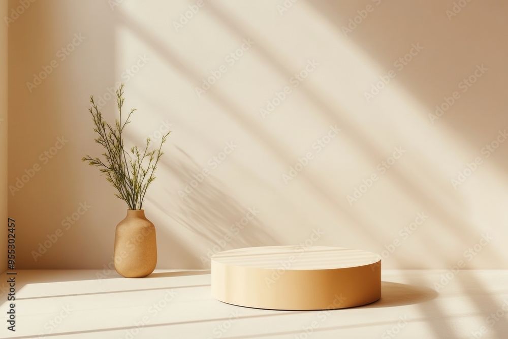 Minimalist Cream Podium Mockup with Diffused Natural Lighting and Subtle Shadows, Ideal for Product Display Minimalist Cream Podium Mockup with Diffused Natural Lighting and Subtle Shadows, Ideal for Product Display