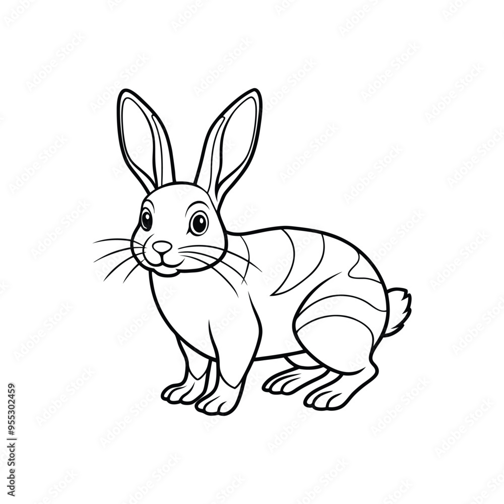 Fototapeta premium Black side lineout of a rabbit isolated on white background.