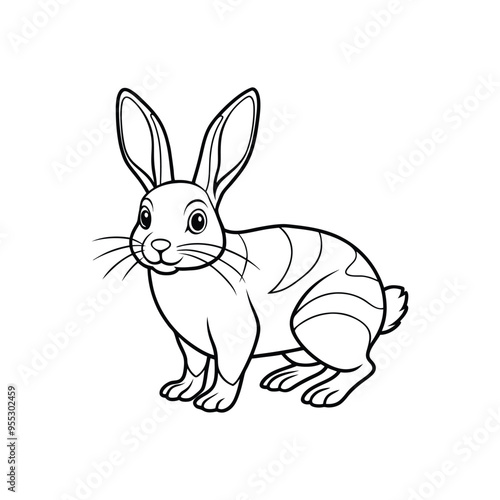 Black side lineout of a rabbit isolated on white background.