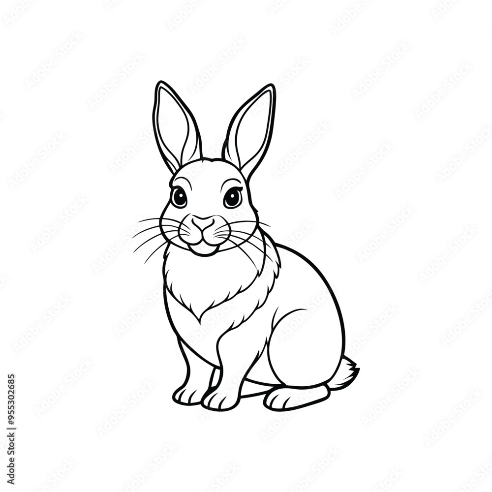 Obraz premium Black side lineout of a rabbit isolated on white background.