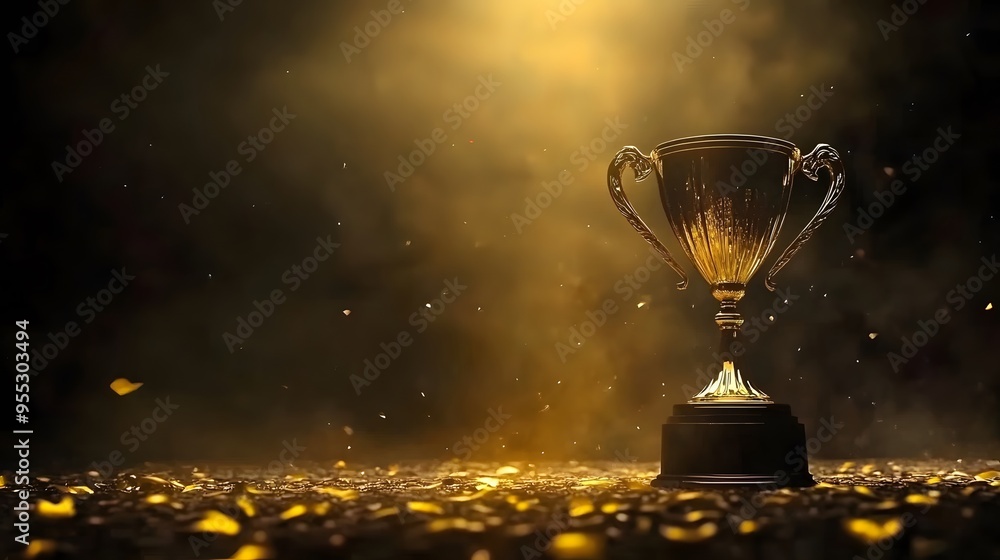 Smoking Golden Trophy Highlighting Business Achievement, A Masterpiece of Photography on Dark Background Smoking Golden Trophy Highlighting Business Achievement, A Masterpiece of Photography on Dark Background