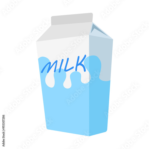 Milk. Healthy food, diet, proper nutrition, carbohydrates, protein, fat, lifestyle, healthcare, fitness, weight loss or gain, vitamins, milk sugar, lactose, intolerance. Vector Illustration
