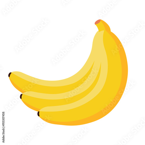 Banana bunch. Healthy food, diet, proper nutrition, carbohydrates, lifestyle, healthcare, fitness, weight loss or gain, vitamins, glucose, fructose, sugar, fruit. Vector Illustration