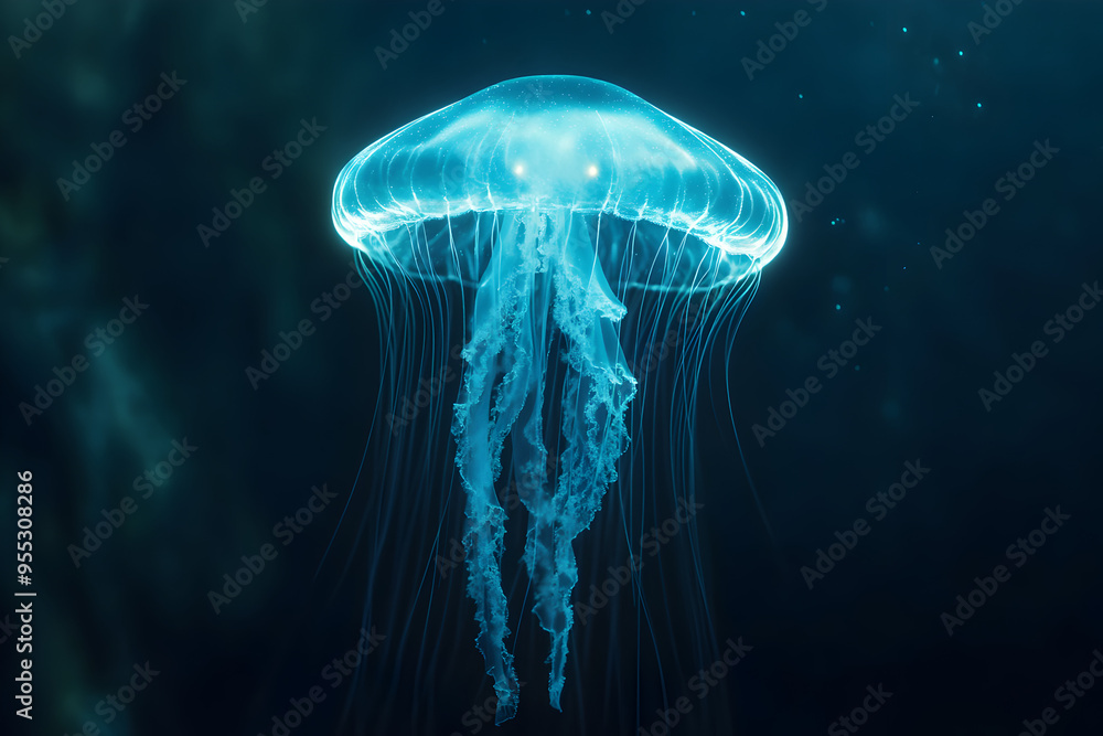 A single, glowing jellyfish in a dark, featureless sea.
A single, glowing jellyfish in a dark, featureless sea.