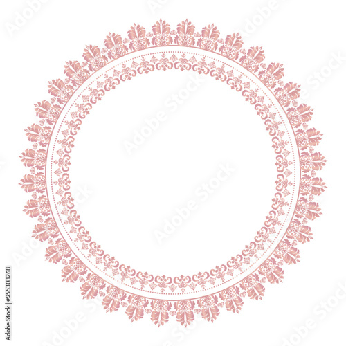 Damask Round Wreath luxury rose gold circular round ornament floral Abstract pattern, Classic Victorian traditional style, illustration Vintage Design, Floral frames, Mandala, Antique, Moroccan frame