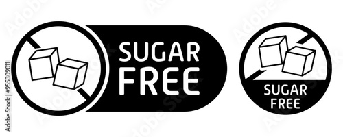 Sugar free label. Diet, sticker, sweetener, substitute, healthy eating, digestive problems, stomach, intestines, disorder, indigestion, diabetes, insulin, fructose, acquired, congenital, alternative
