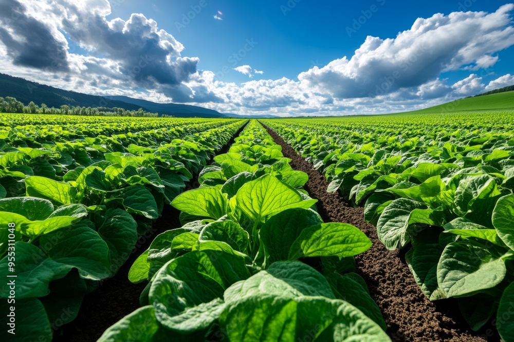 Fototapeta premium Greenhouse gas reduction, green agriculture, regenerative practices restore ecosystems while producing food