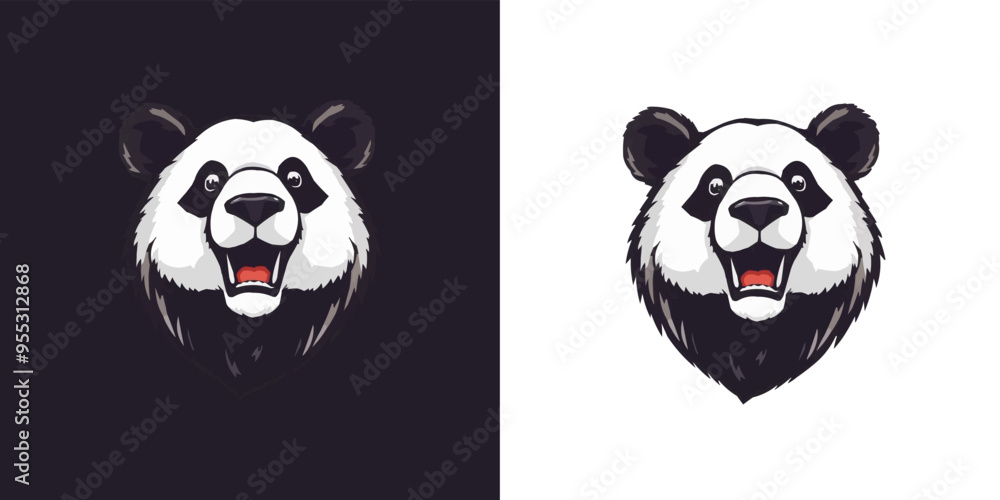Panda head mascot vector with logo illustration. Creative panda vector illustration Panda head mascot vector with logo illustration. Creative panda vector illustration