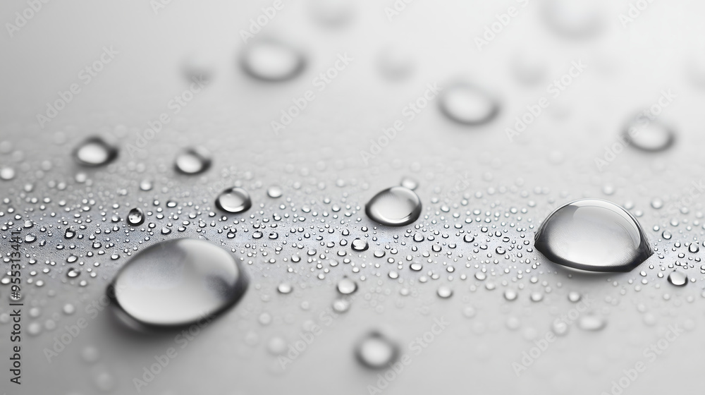 Gotas de lluvia de cerca sobre una superficie clara Gotas de lluvia de cerca sobre una superficie clara