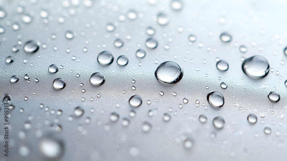 Gotas de lluvia de cerca sobre una superficie clara Gotas de lluvia de cerca sobre una superficie clara