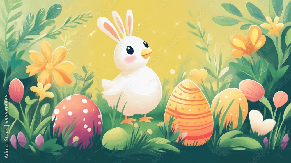 Obraz premium Easter themed decorative illustration