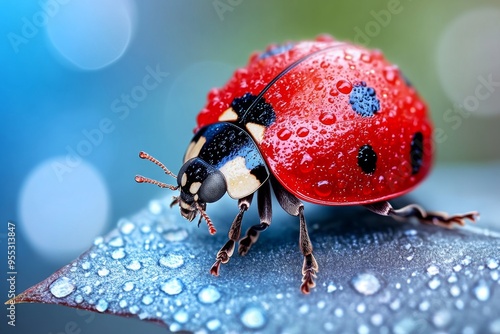 Ladybugs, symbols of joy, bringers of happiness brighten the day with their presence photo