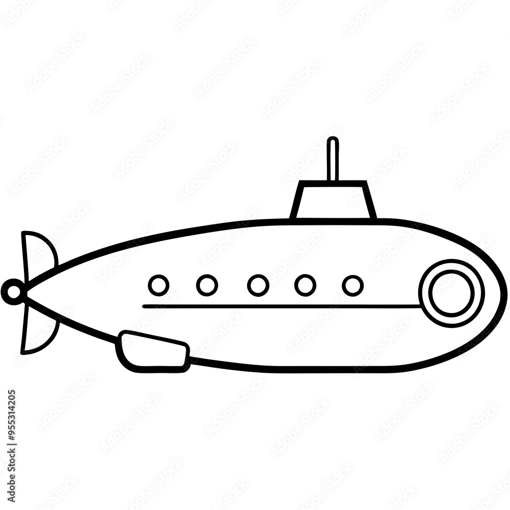 Submarine Vector Illustration on White Background Submarine Vector Illustration on White Background