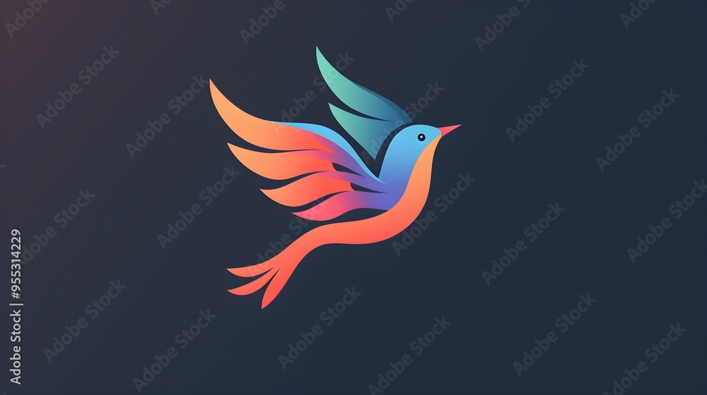 A flying birds logo and flying birds sign vector art illustration. Bird gradient color logo design. Concept for stichker and adverb. A flying birds logo and flying birds sign vector art illustration. Bird gradient color logo design. Concept for stichker and adverb.
