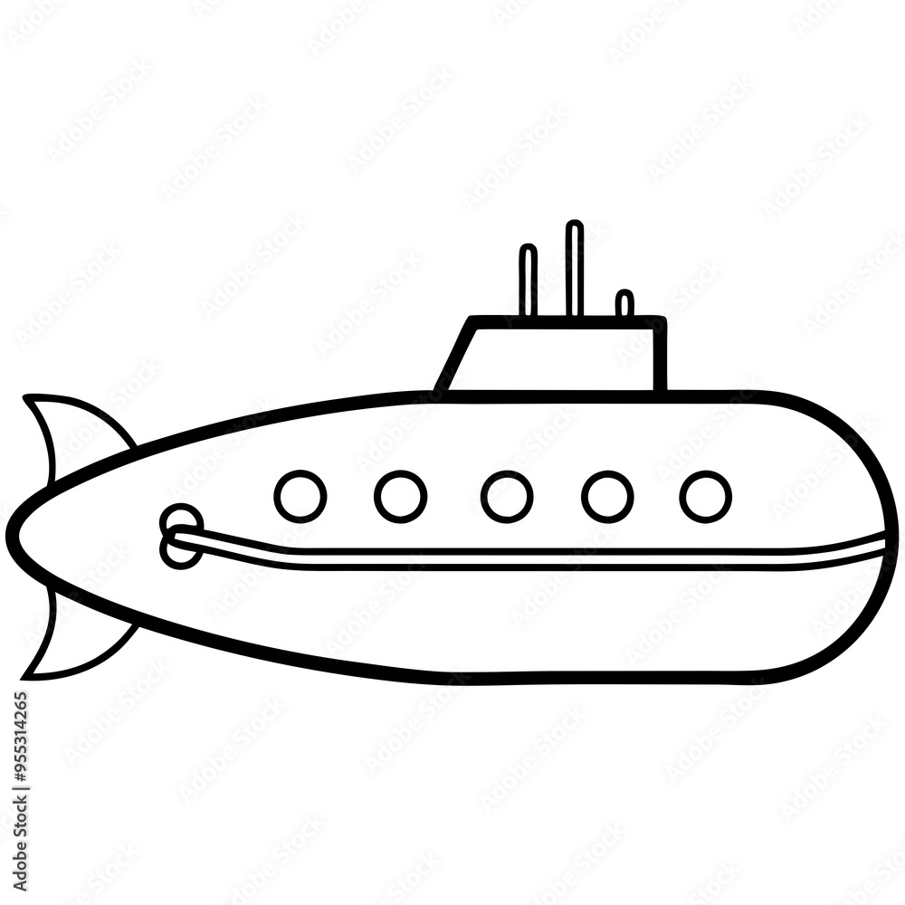 Submarine Vector Illustration on White Background Submarine Vector Illustration on White Background