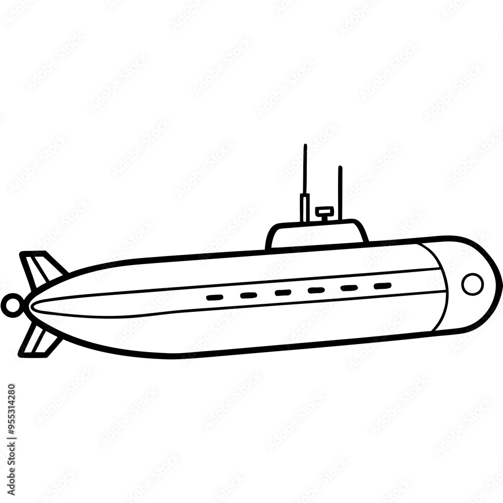 Submarine Vector Illustration on White Background Submarine Vector Illustration on White Background