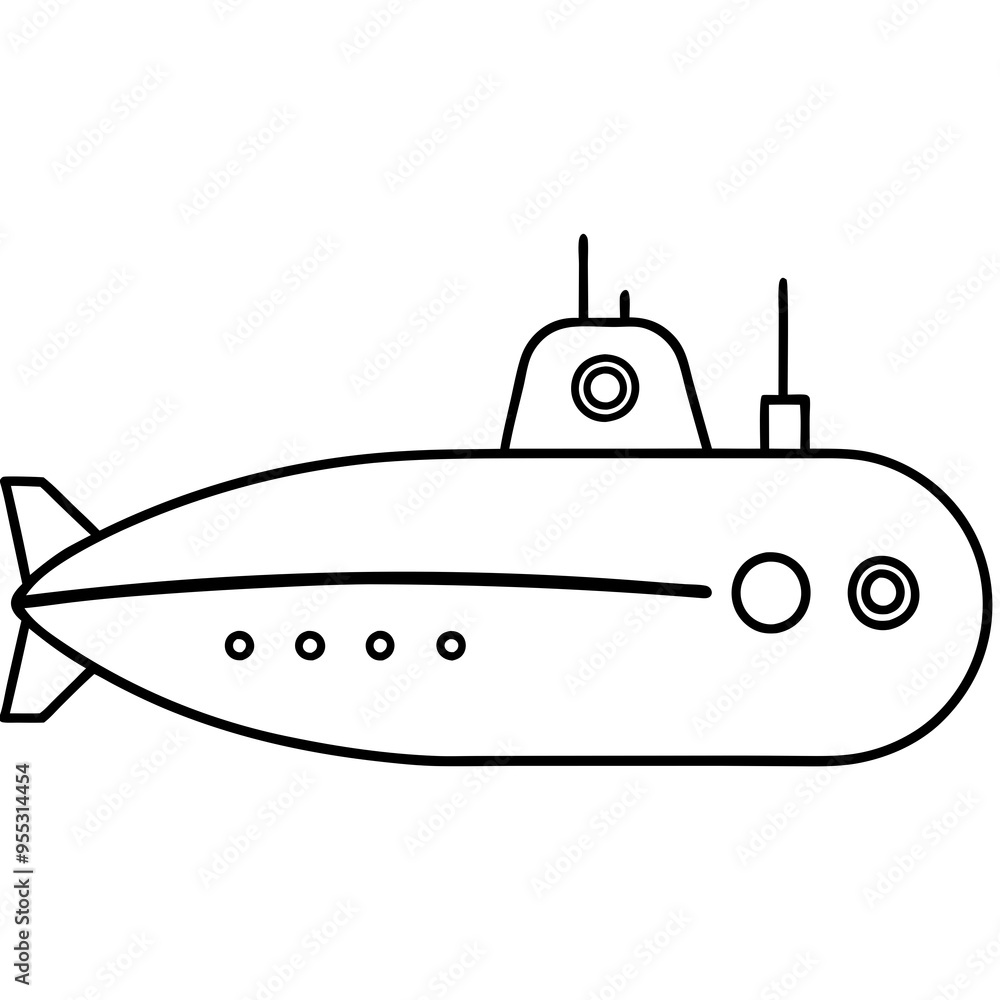 Submarine Vector Illustration on White Background Submarine Vector Illustration on White Background