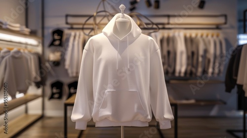 Wallpaper Mural mockup of a white sweatshirt hanging on a mannequin in a clothing store Torontodigital.ca
