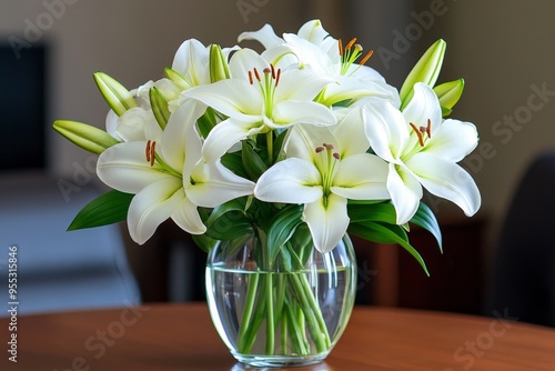 Wallpaper Mural Lilies, in a vase, simple elegance bring a touch of sophistication to home interiors Torontodigital.ca