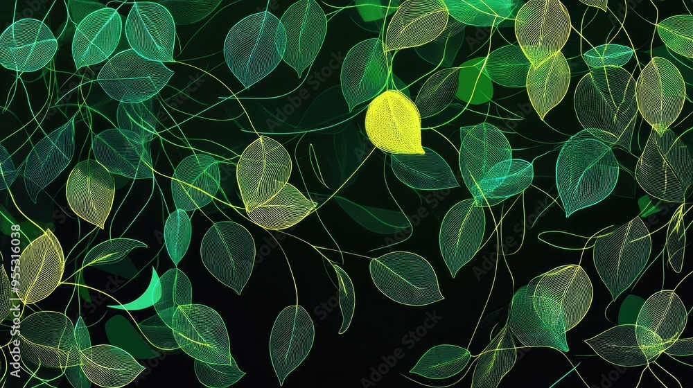 Leaves Tree Concept Abstract Green Illustrations Colorful Line Art for Wallpaper Background Theme and Design Style Leaves Tree Concept Abstract Green Illustrations Colorful Line Art for Wallpaper Background Theme and Design Style