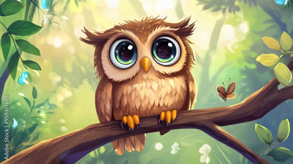 Fototapeta premium Cute cartoon owl illustration