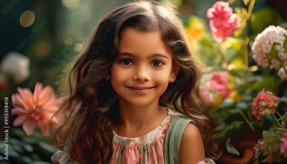 portrait of a girl with flowers portrait of a girl with flowers