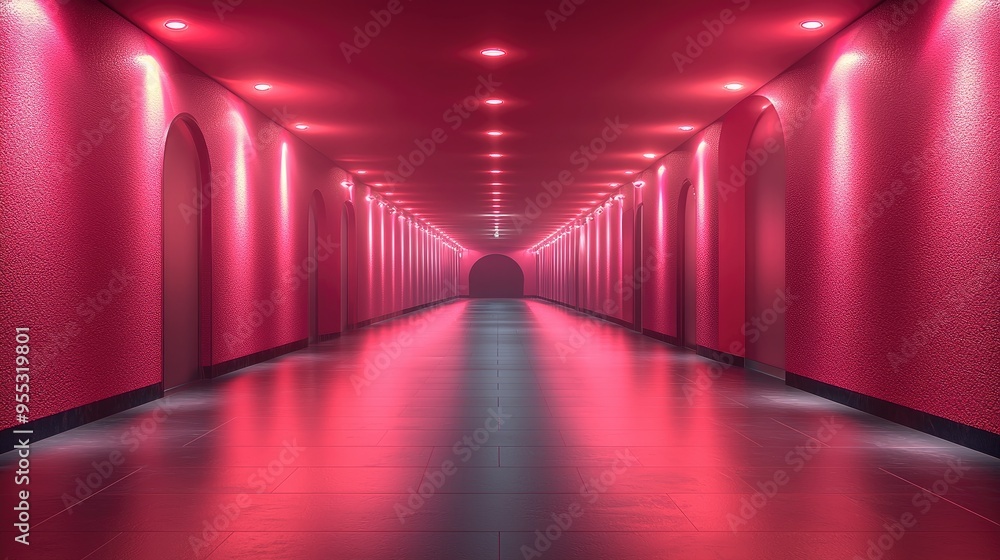 Dark background with lines and spotlights, neon light, and night view. Abstract pink background. Dark background with lines and spotlights, neon light, and night view. Abstract pink background.